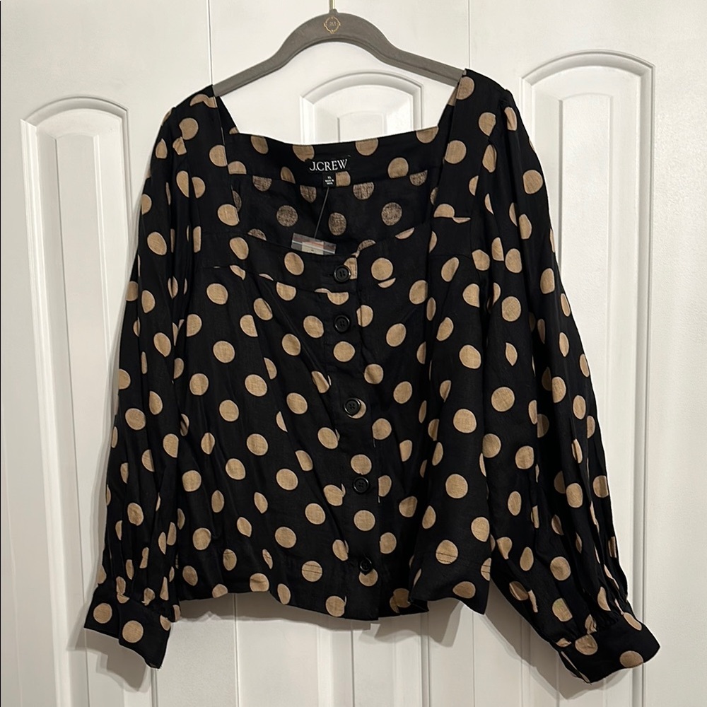 J. Crew Black Polka Dot Women's Top, NWT